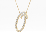0.473 TCW Round Lab Grown Diamond O Initial Necklace