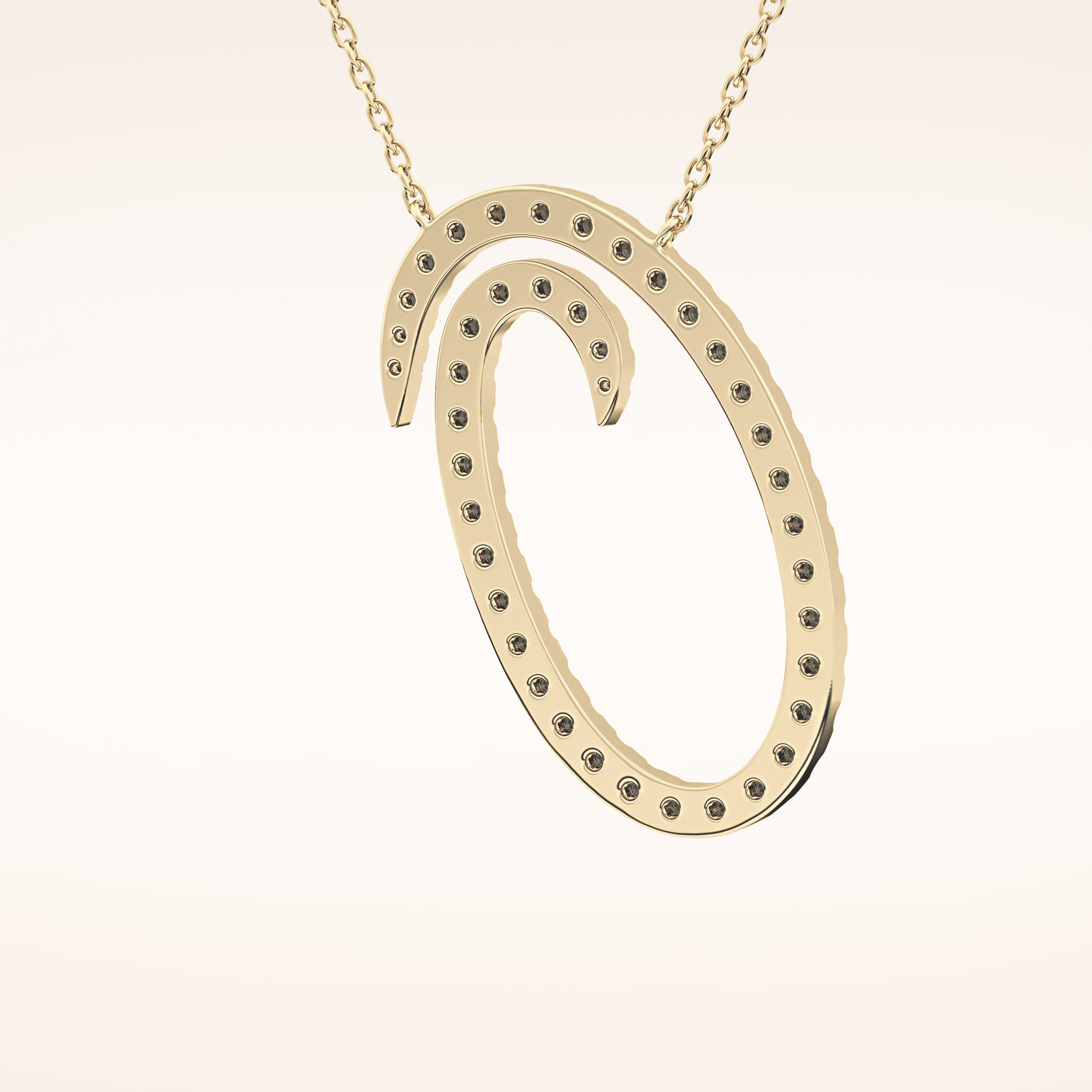 0.473 TCW Round Cut Moissanite O Initial Pendant Necklace