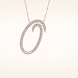 0.473 TCW Round Cut Moissanite O Initial Pendant Necklace