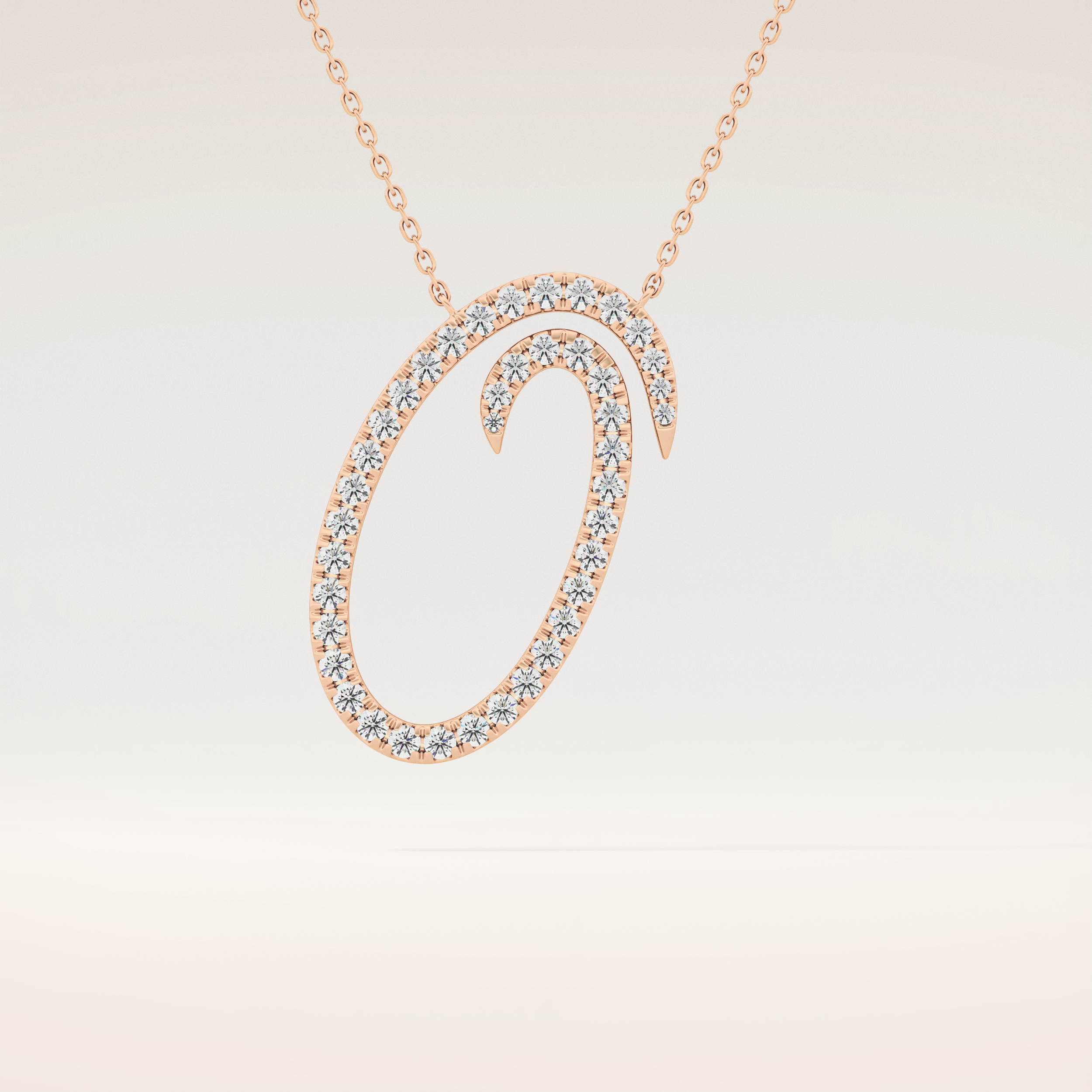 0.473 TCW Round Cut Moissanite O Initial Pendant Necklace