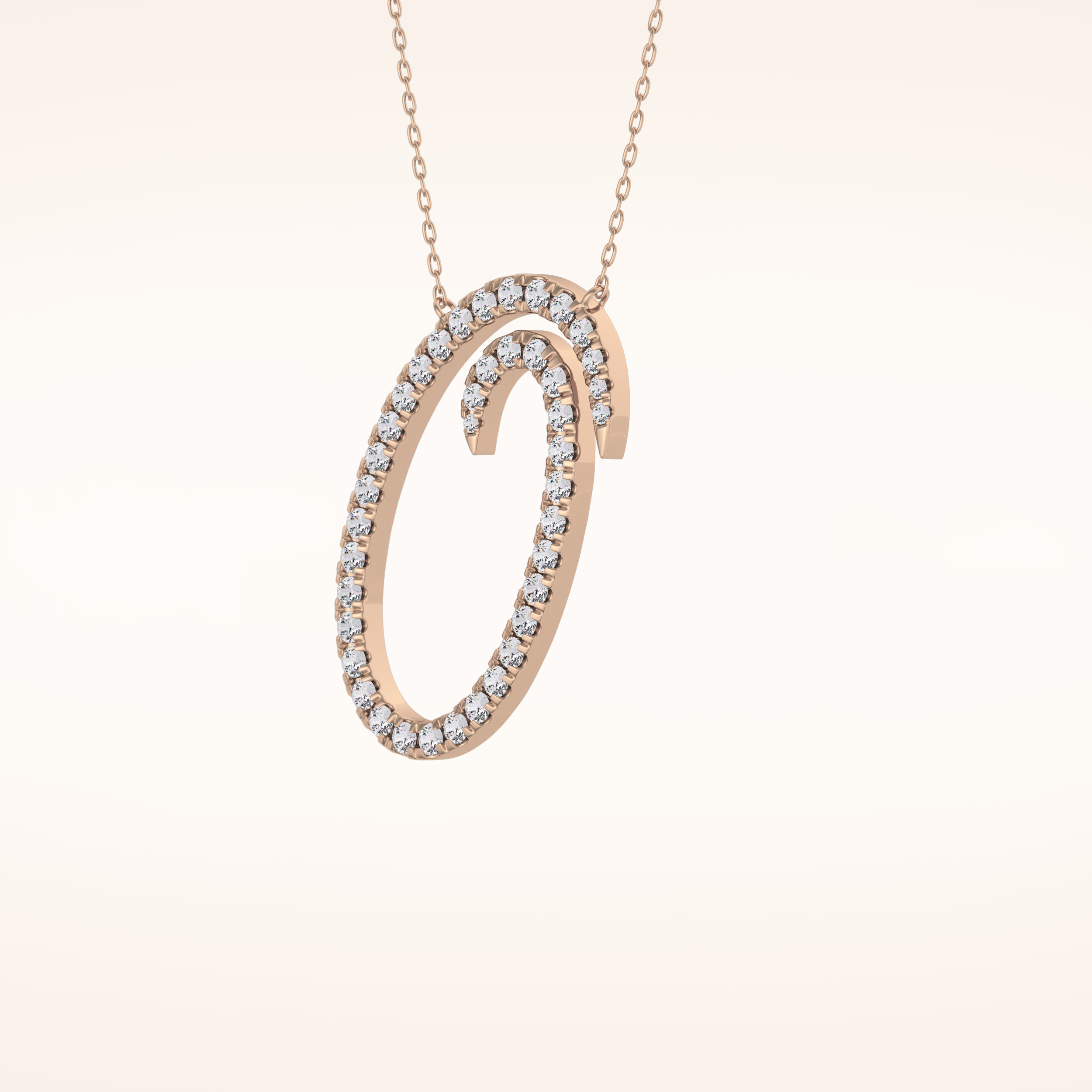 0.473 TCW Round Cut Moissanite O Initial Pendant Necklace