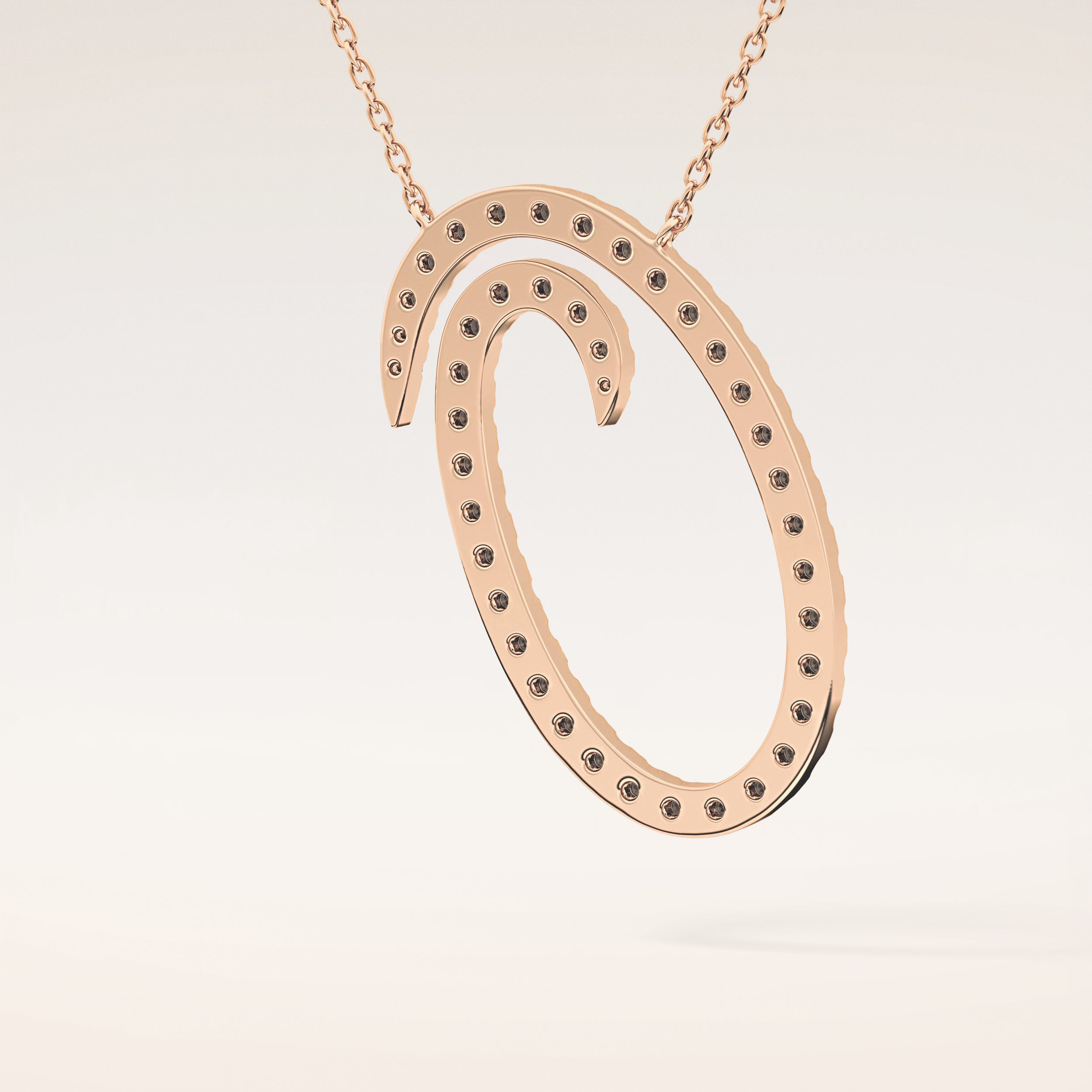 0.473 TCW Round Cut Moissanite O Initial Pendant Necklace