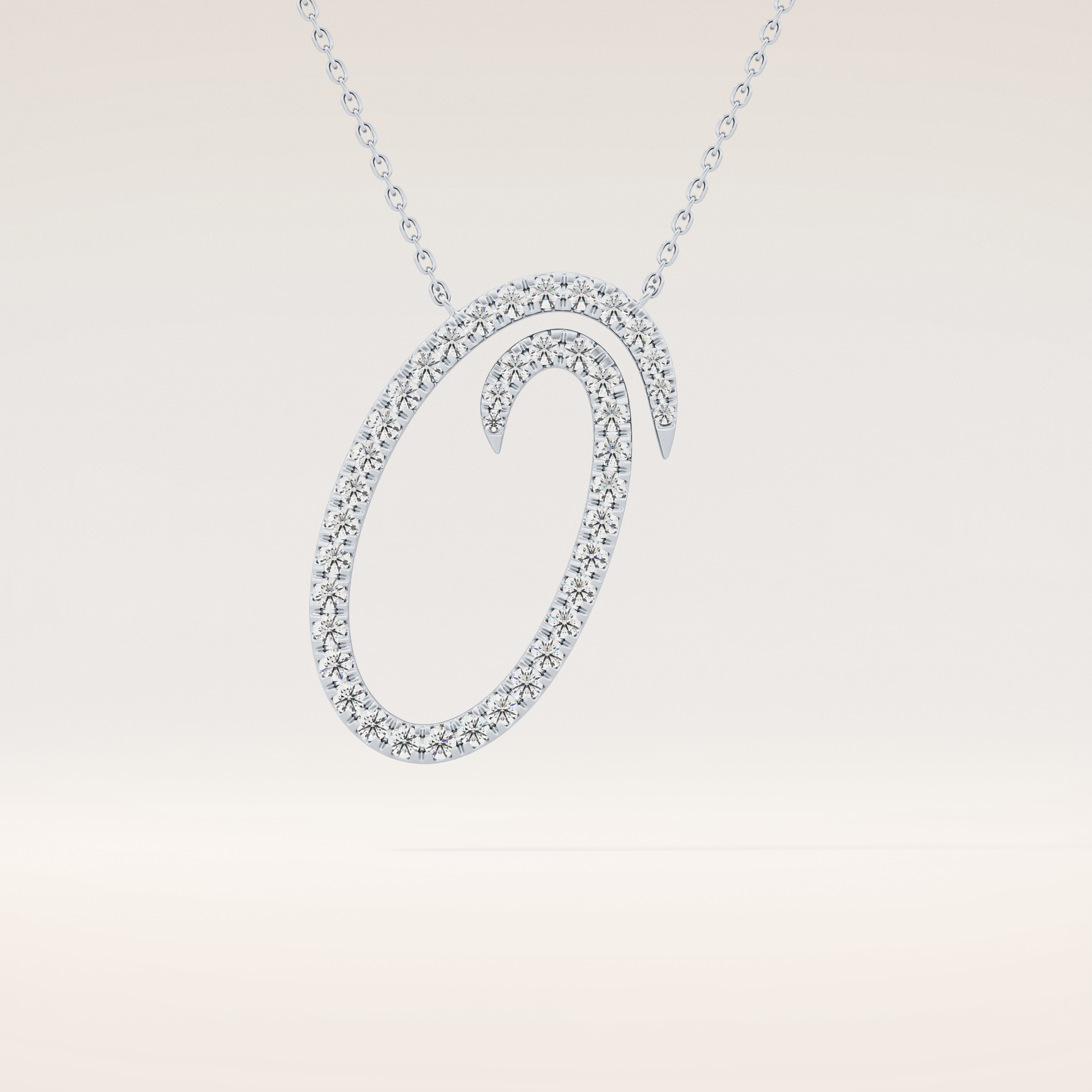 0.473 TCW Round Cut Moissanite O Initial Pendant Necklace
