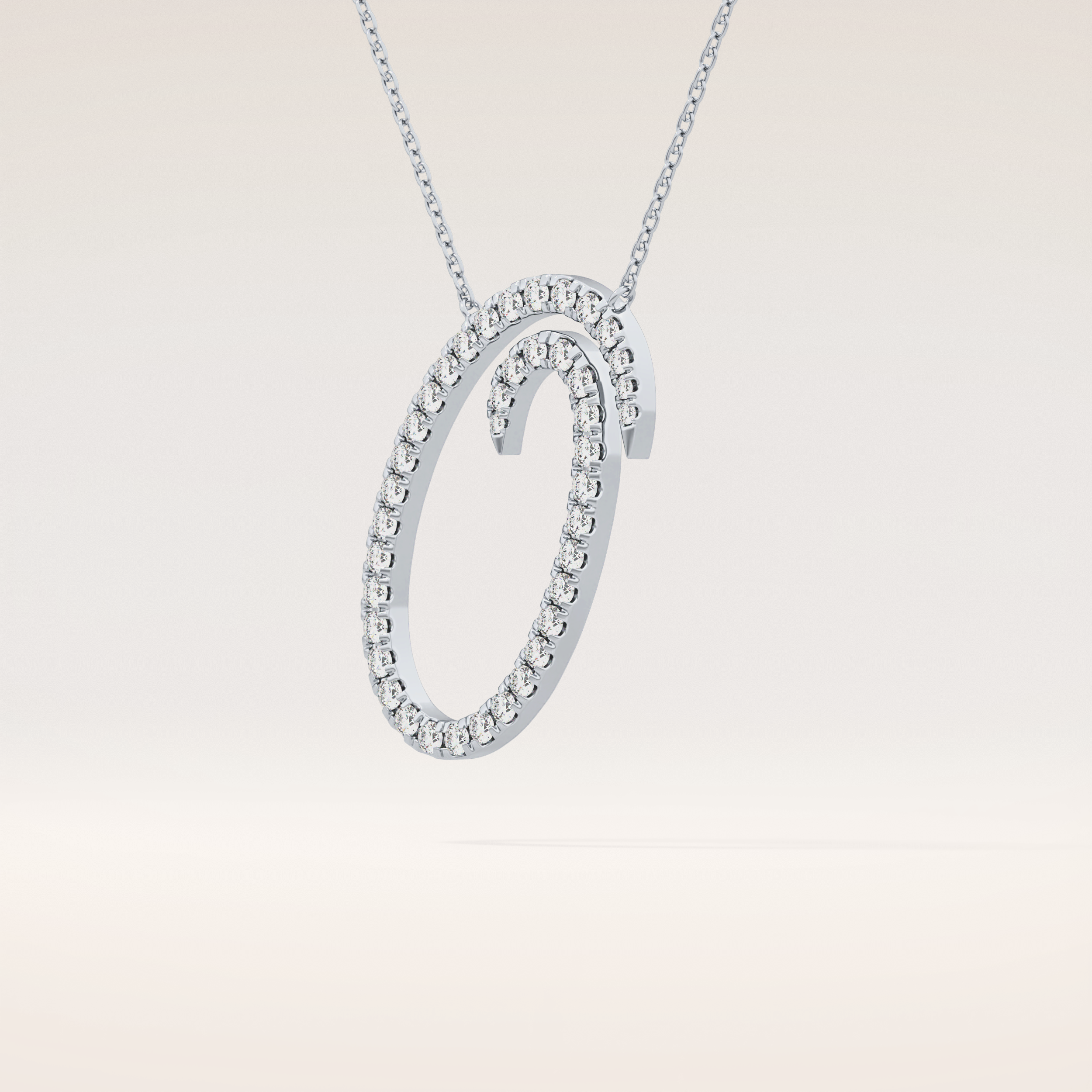0.473 TCW Round Cut Moissanite O Initial Pendant Necklace