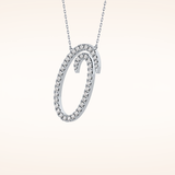 0.473 TCW Round Cut Moissanite O Initial Pendant Necklace