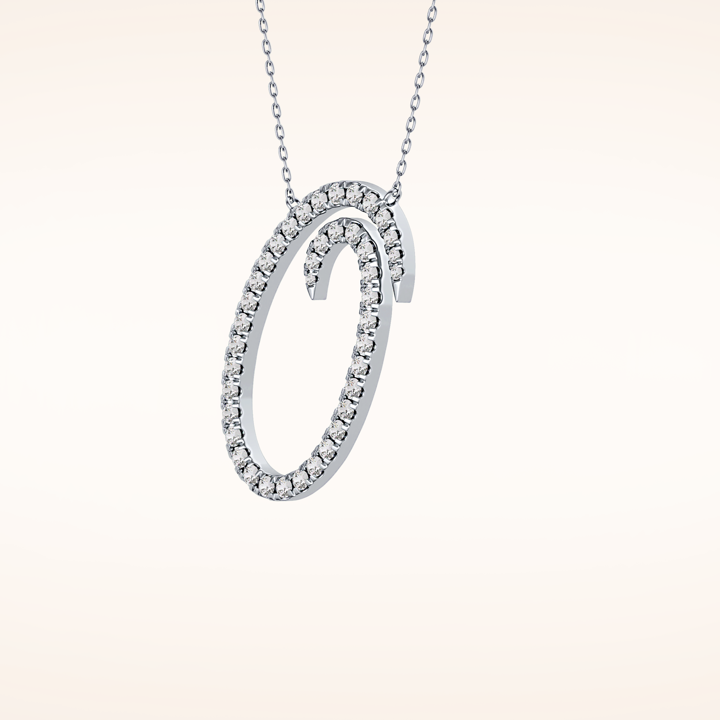 0.473 TCW Round Cut Moissanite O Initial Pendant Necklace