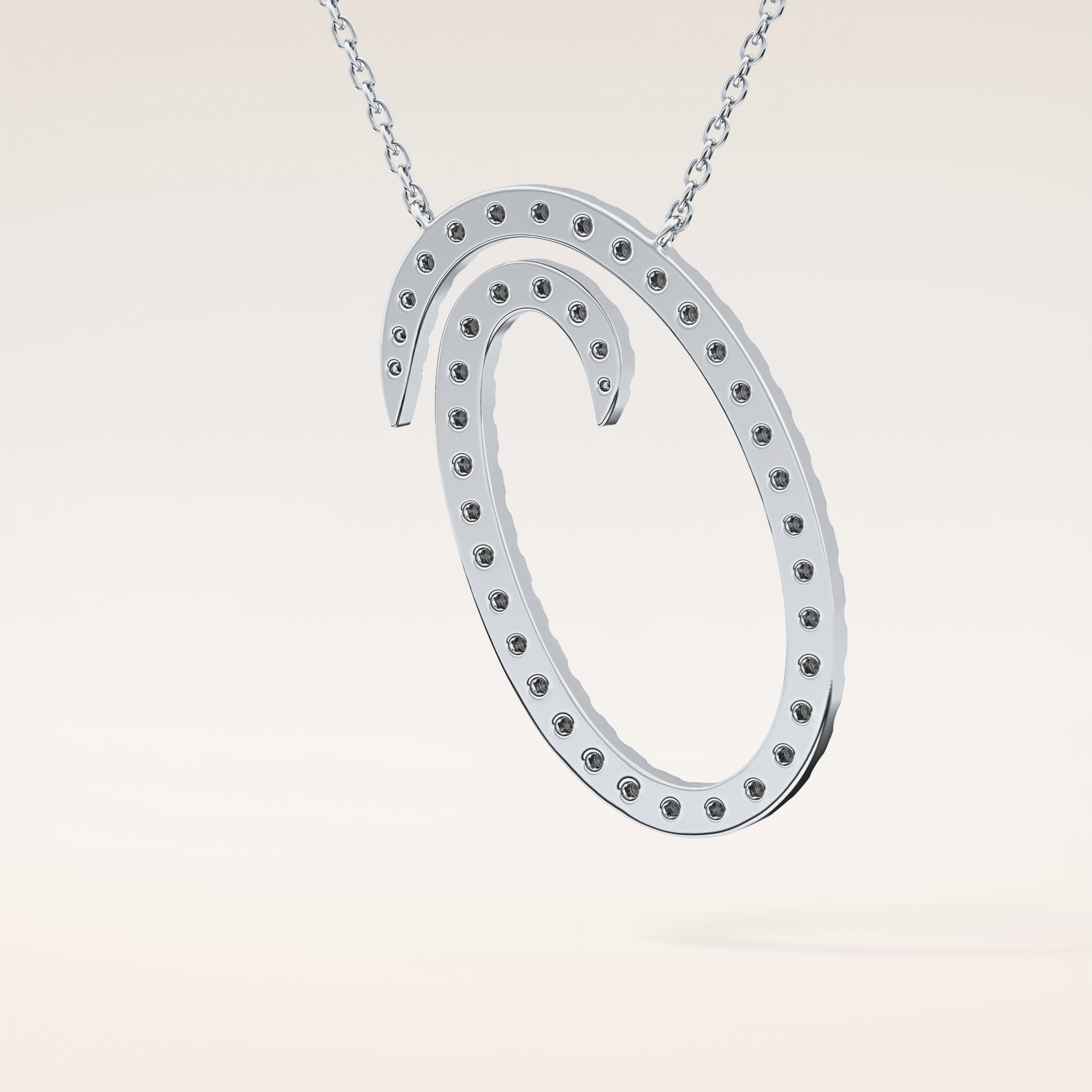 0.473 TCW Round Cut Moissanite O Initial Pendant Necklace