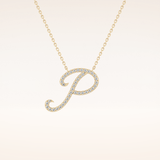 0.138 TCW Round Cut Moissanite P Initial Pendant Necklace