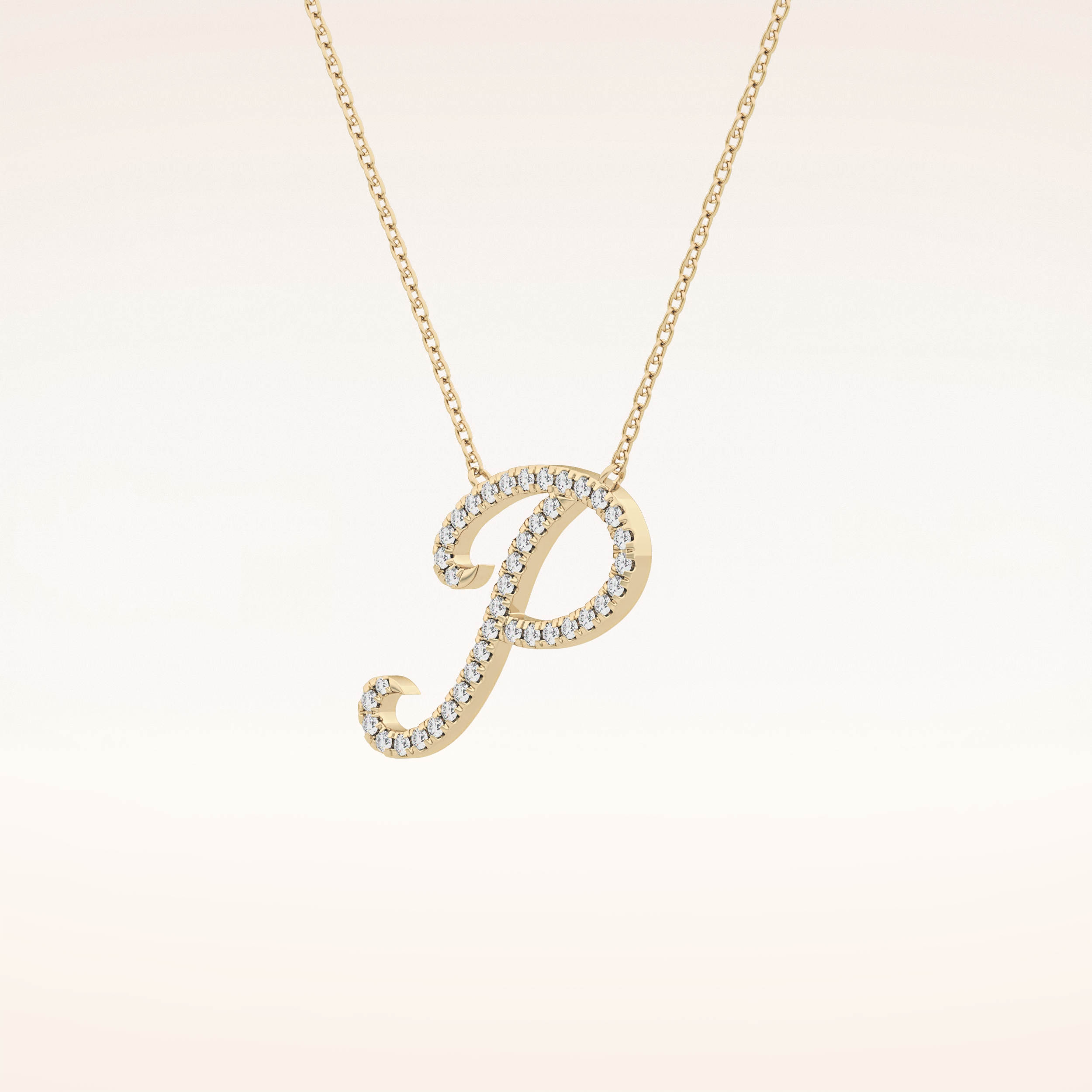 0.138 TCW Round Cut Moissanite P Initial Pendant Necklace