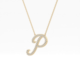 0.138 TCW Round Lab Grown Diamond P Initial Necklace