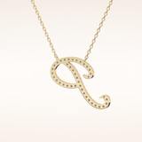 0.138 TCW Round Cut Moissanite P Initial Pendant Necklace