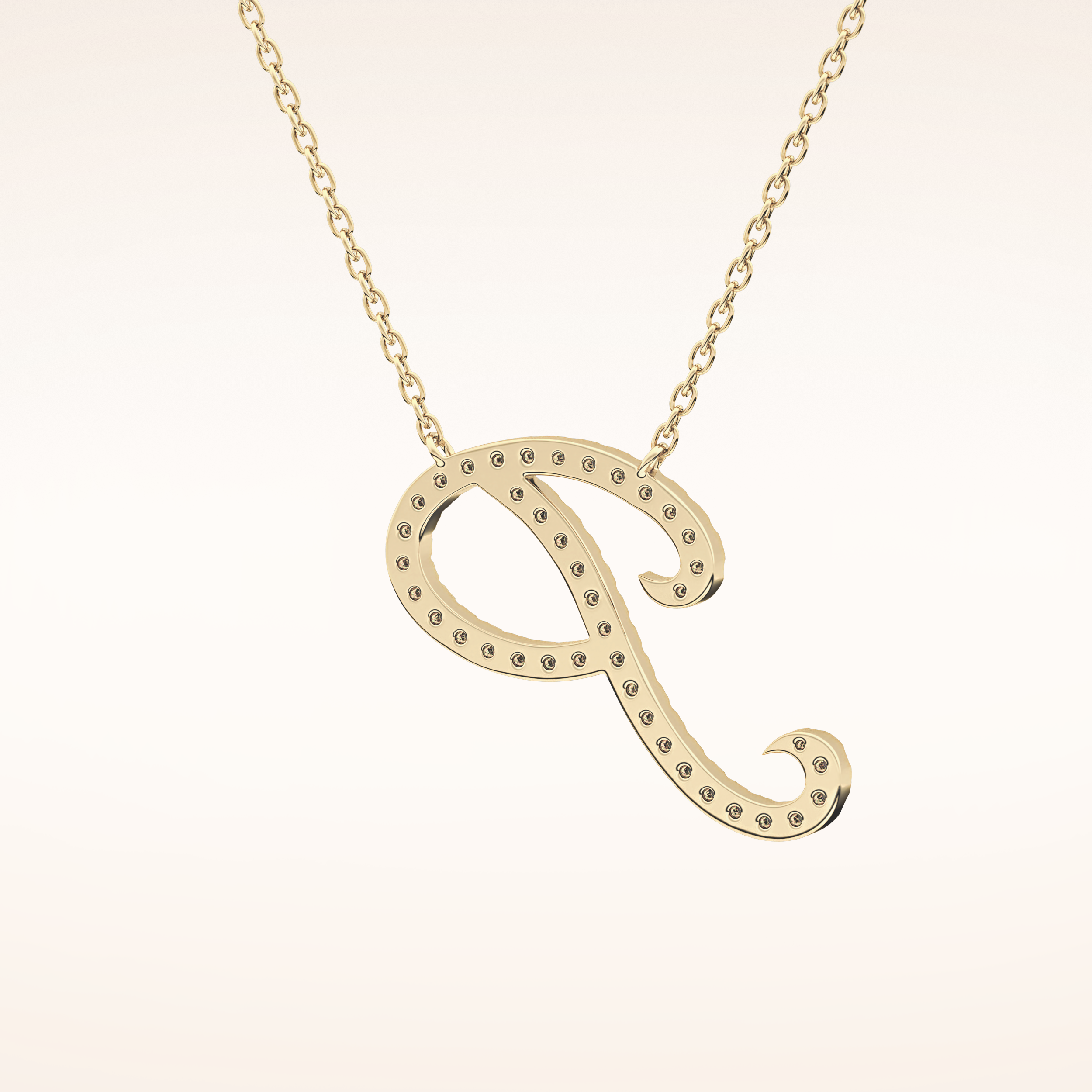 0.138 TCW Round Cut Moissanite P Initial Pendant Necklace