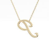 0.138 TCW Round Lab Grown Diamond P Initial Necklace