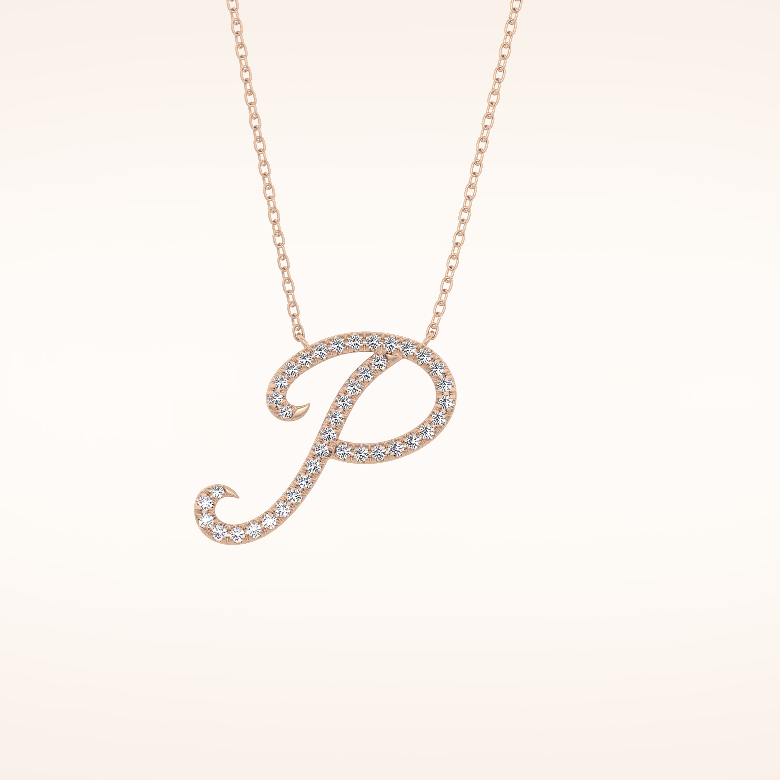 0.138 TCW Round Cut Moissanite P Initial Pendant Necklace