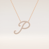 0.138 TCW Round Cut Moissanite P Initial Pendant Necklace