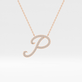 0.138 TCW Round Lab Grown Diamond P Initial Necklace