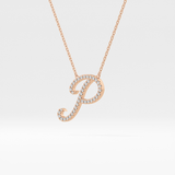 0.138 TCW Round Lab Grown Diamond P Initial Necklace