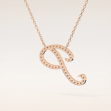 0.138 TCW Round Cut Moissanite P Initial Pendant Necklace