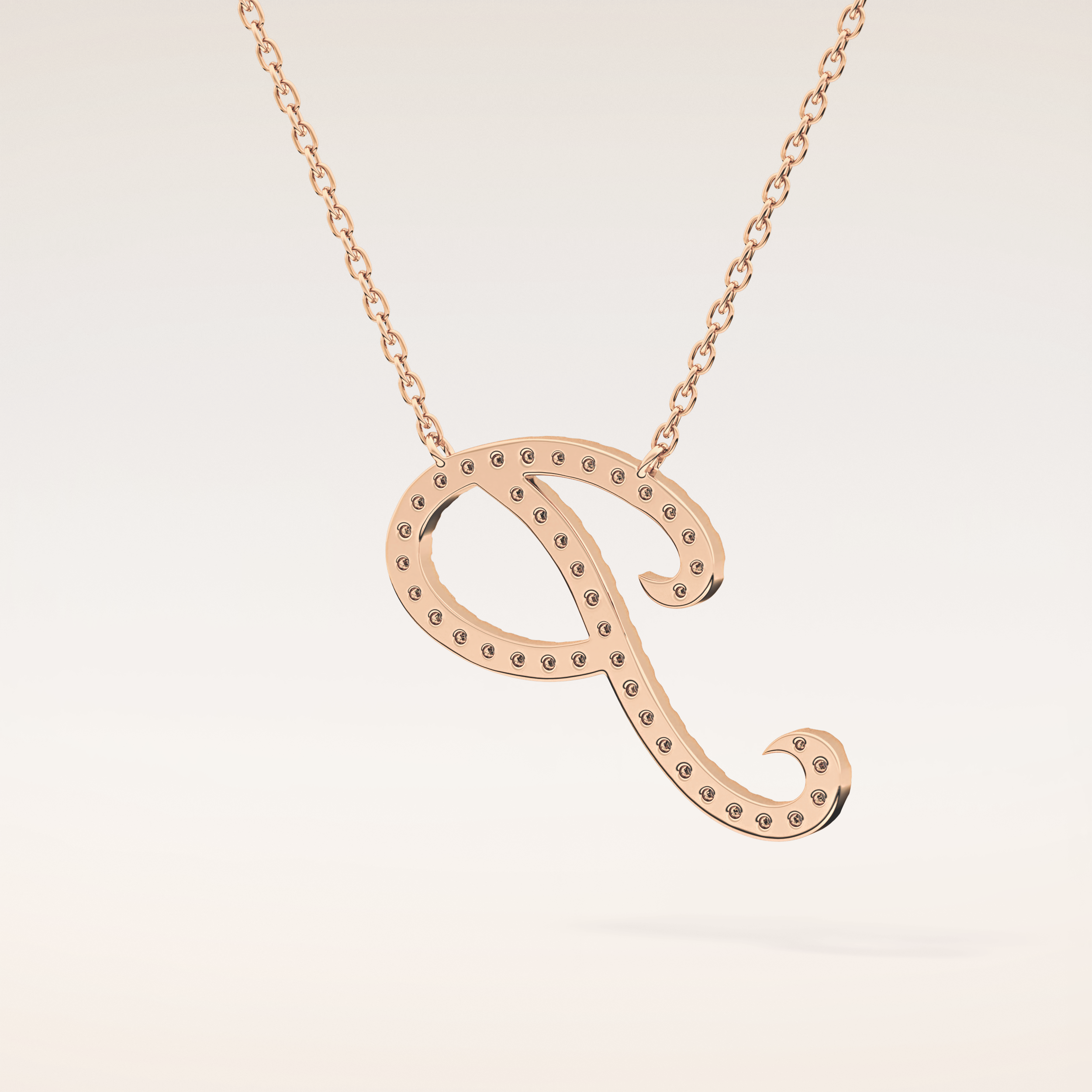 0.138 TCW Round Cut Moissanite P Initial Pendant Necklace