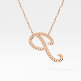 0.138 TCW Round Lab Grown Diamond P Initial Necklace
