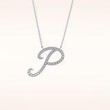0.138 TCW Round Cut Moissanite P Initial Pendant Necklace