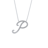 0.138 TCW Round Lab Grown Diamond P Initial Necklace