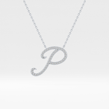 0.138 TCW Round Lab Grown Diamond P Initial Necklace