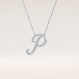 0.138 TCW Round Cut Moissanite P Initial Pendant Necklace