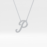 0.138 TCW Round Lab Grown Diamond P Initial Necklace