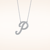 0.138 TCW Round Cut Moissanite P Initial Pendant Necklace