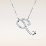 0.138 TCW Round Cut Moissanite P Initial Pendant Necklace