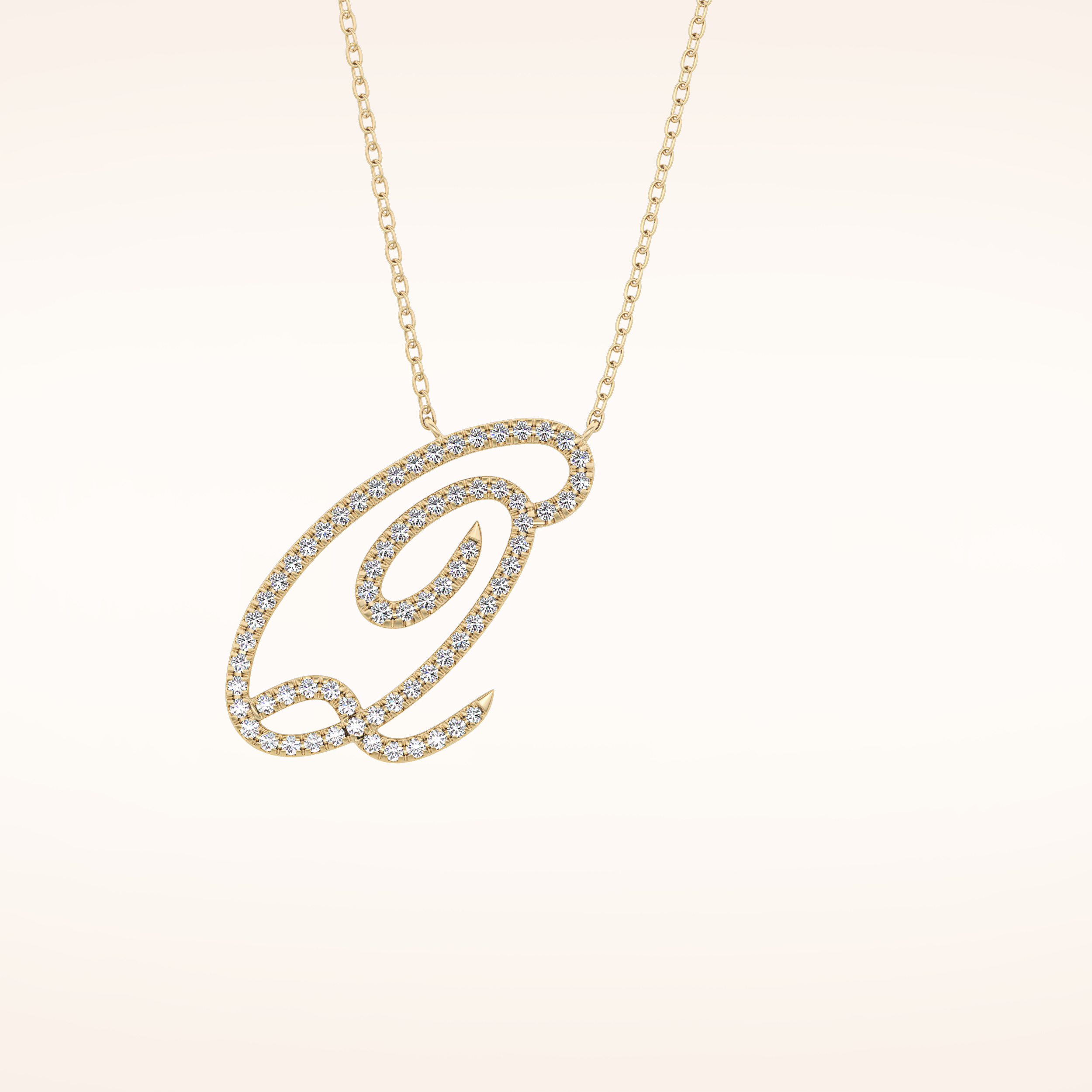 0.187 TCW Round Cut Moissanite Q Initial Pendant Necklace