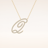 0.187 TCW Round Cut Moissanite Q Initial Pendant Necklace
