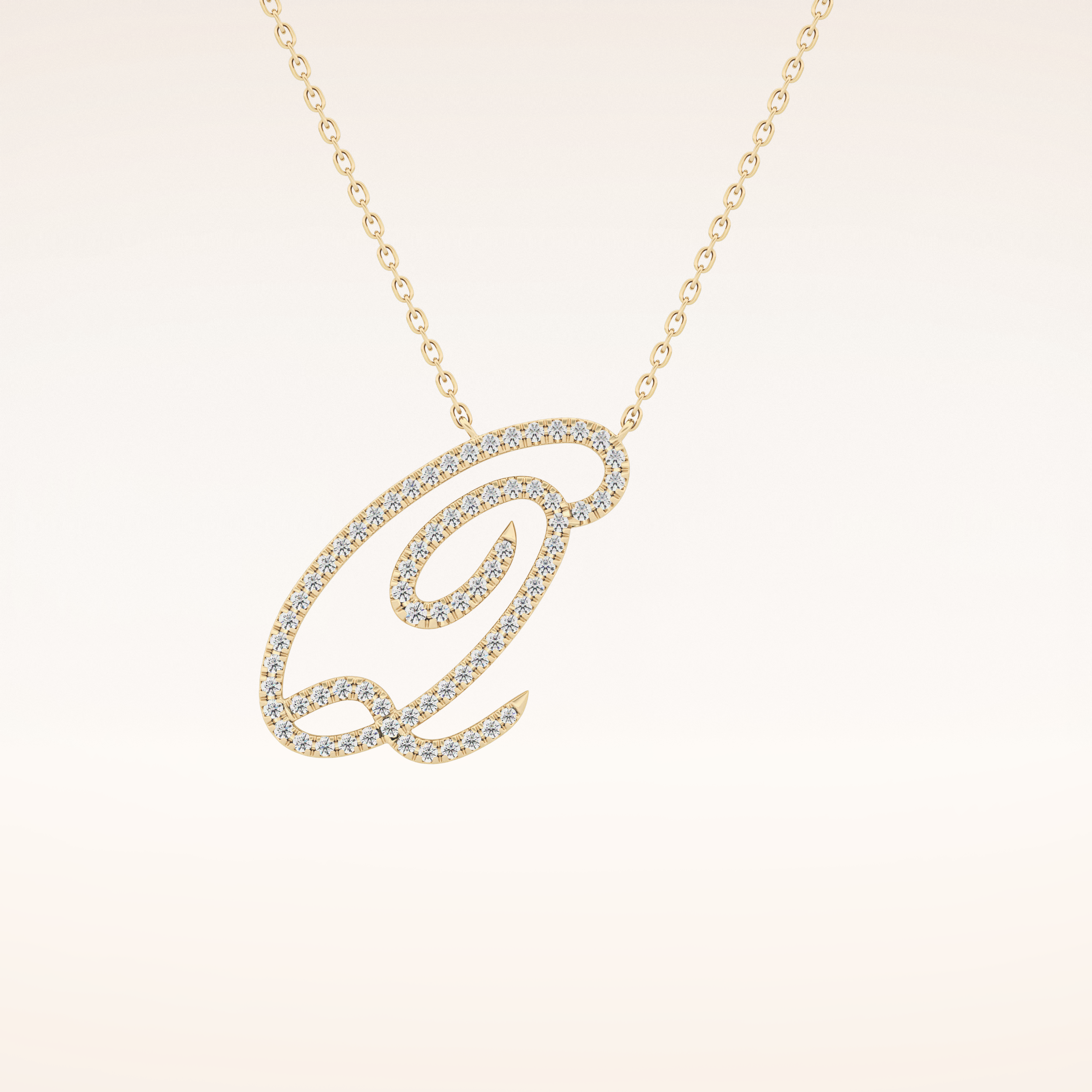 0.187 TCW Round Cut Moissanite Q Initial Pendant Necklace