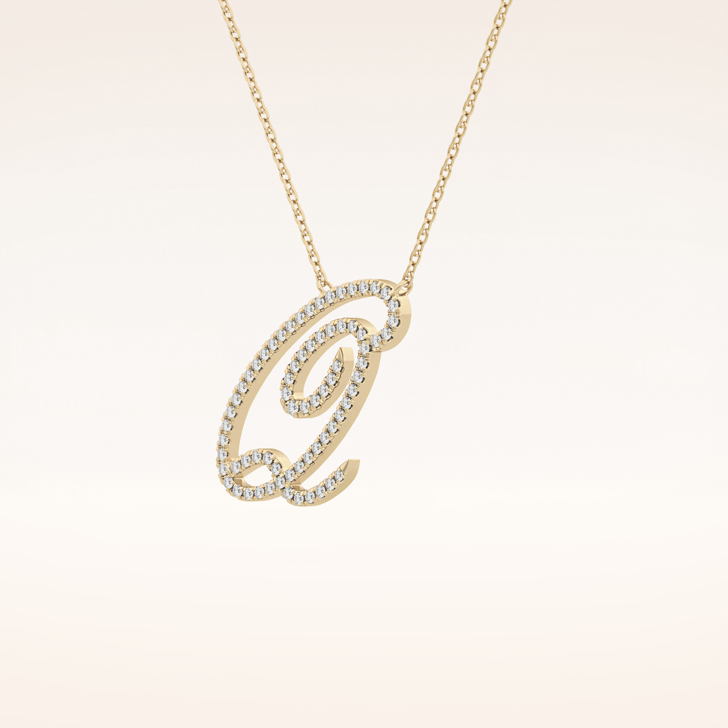 0.187 TCW Round Cut Moissanite Q Initial Pendant Necklace