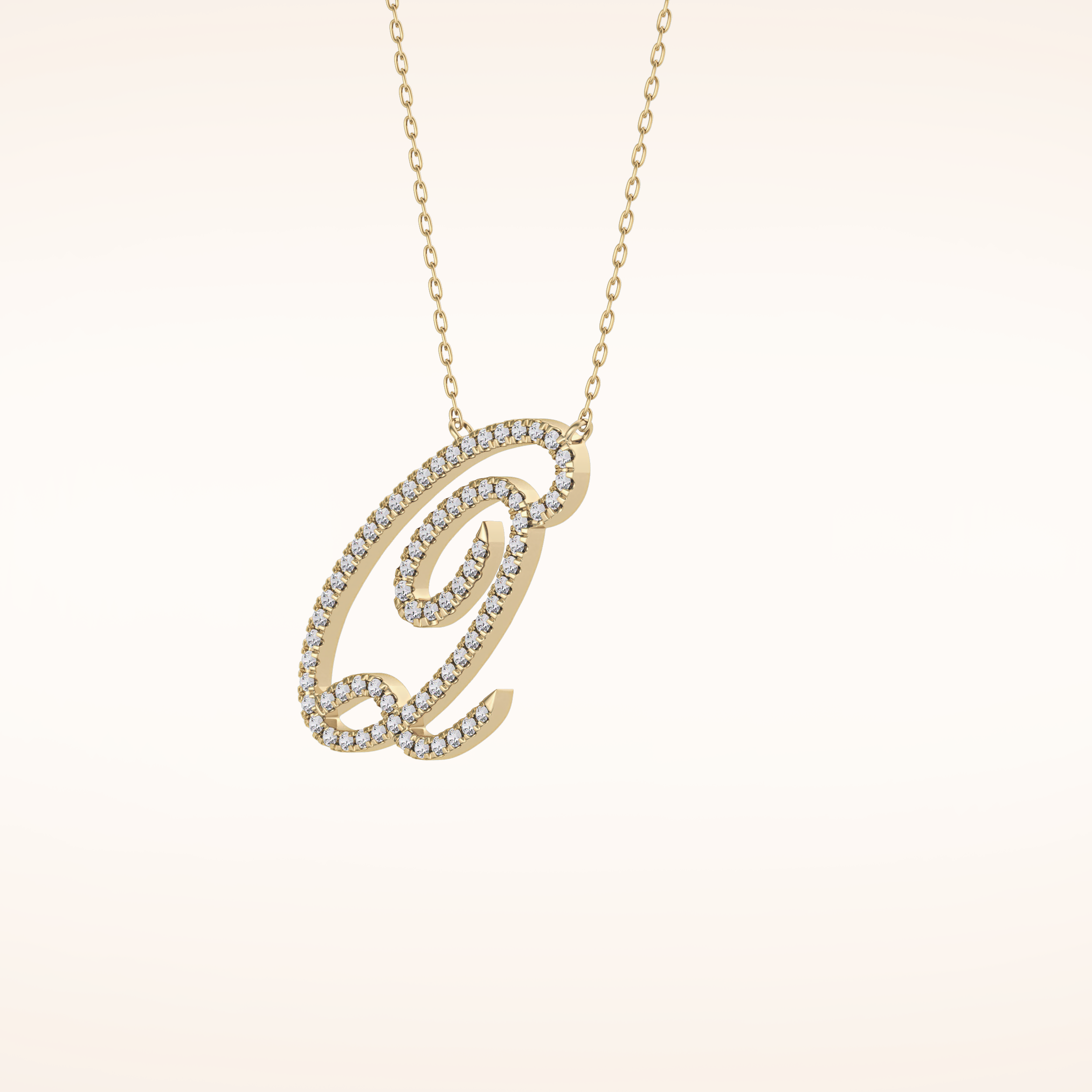 0.187 TCW Round Cut Moissanite Q Initial Pendant Necklace