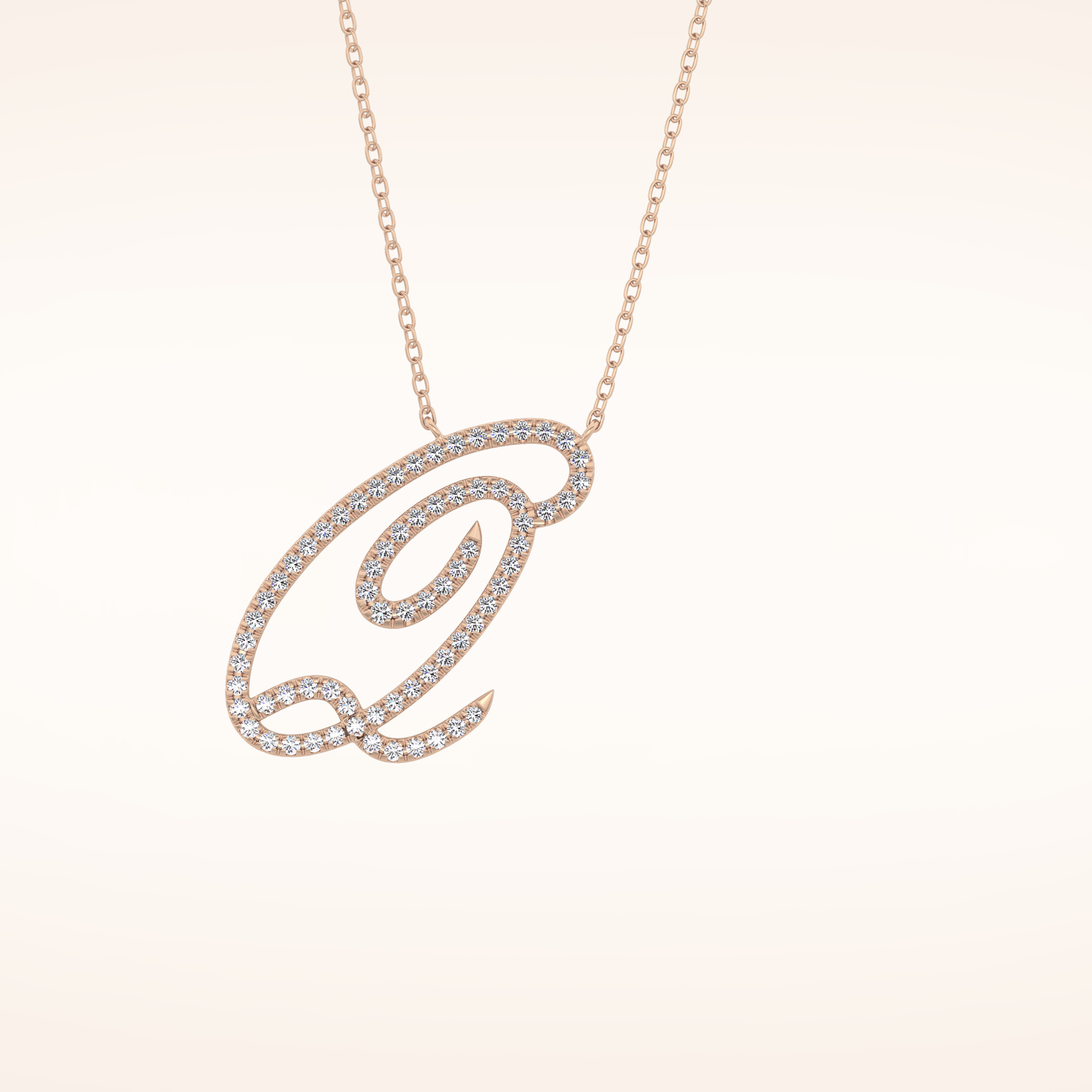 0.187 TCW Round Cut Moissanite Q Initial Pendant Necklace