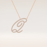 0.187 TCW Round Cut Moissanite Q Initial Pendant Necklace