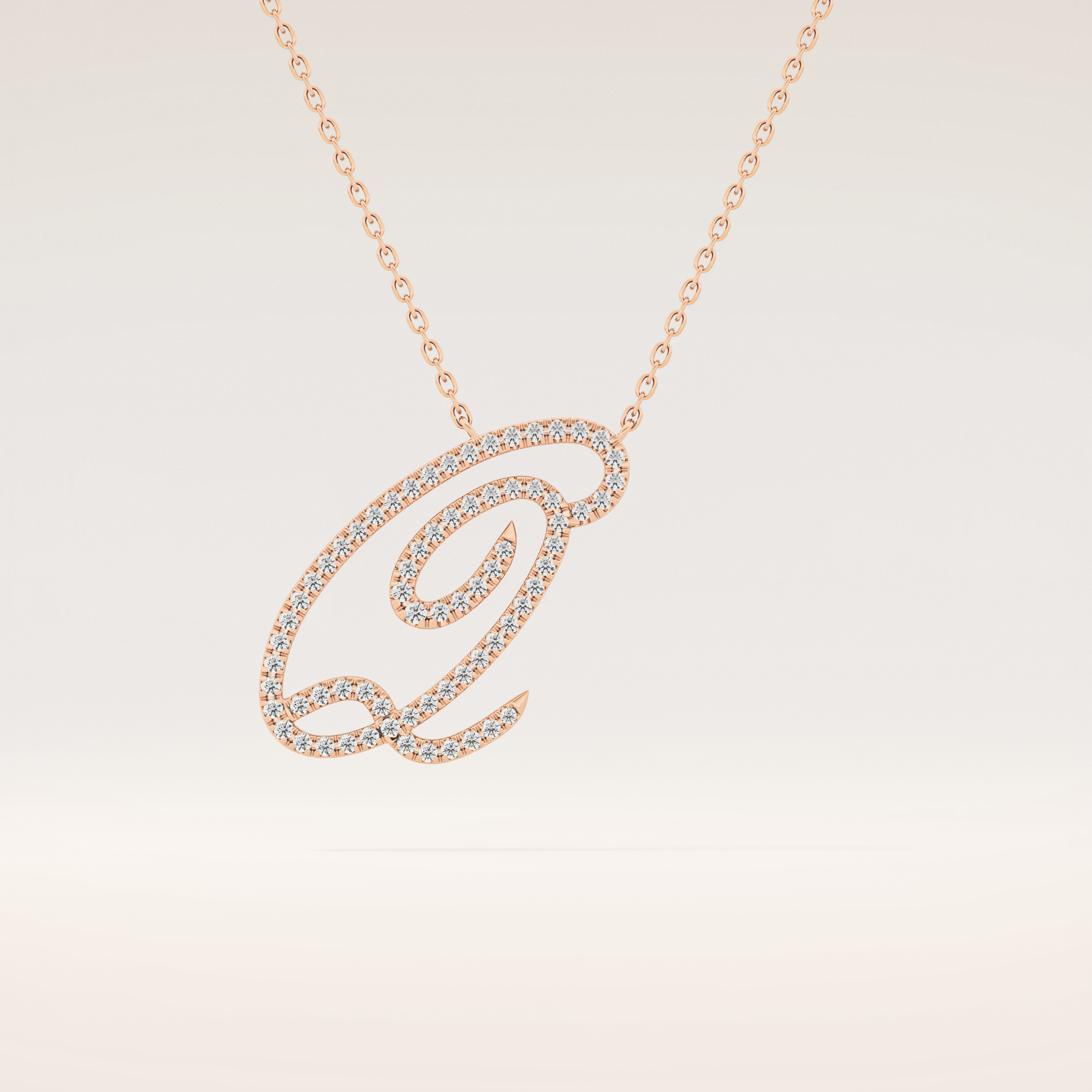 0.187 TCW Round Cut Moissanite Q Initial Pendant Necklace