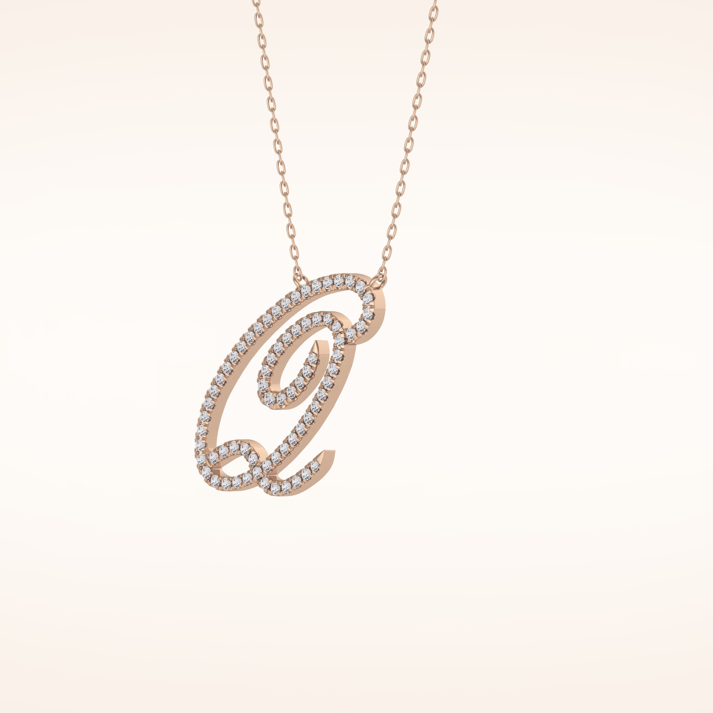 0.187 TCW Round Cut Moissanite Q Initial Pendant Necklace