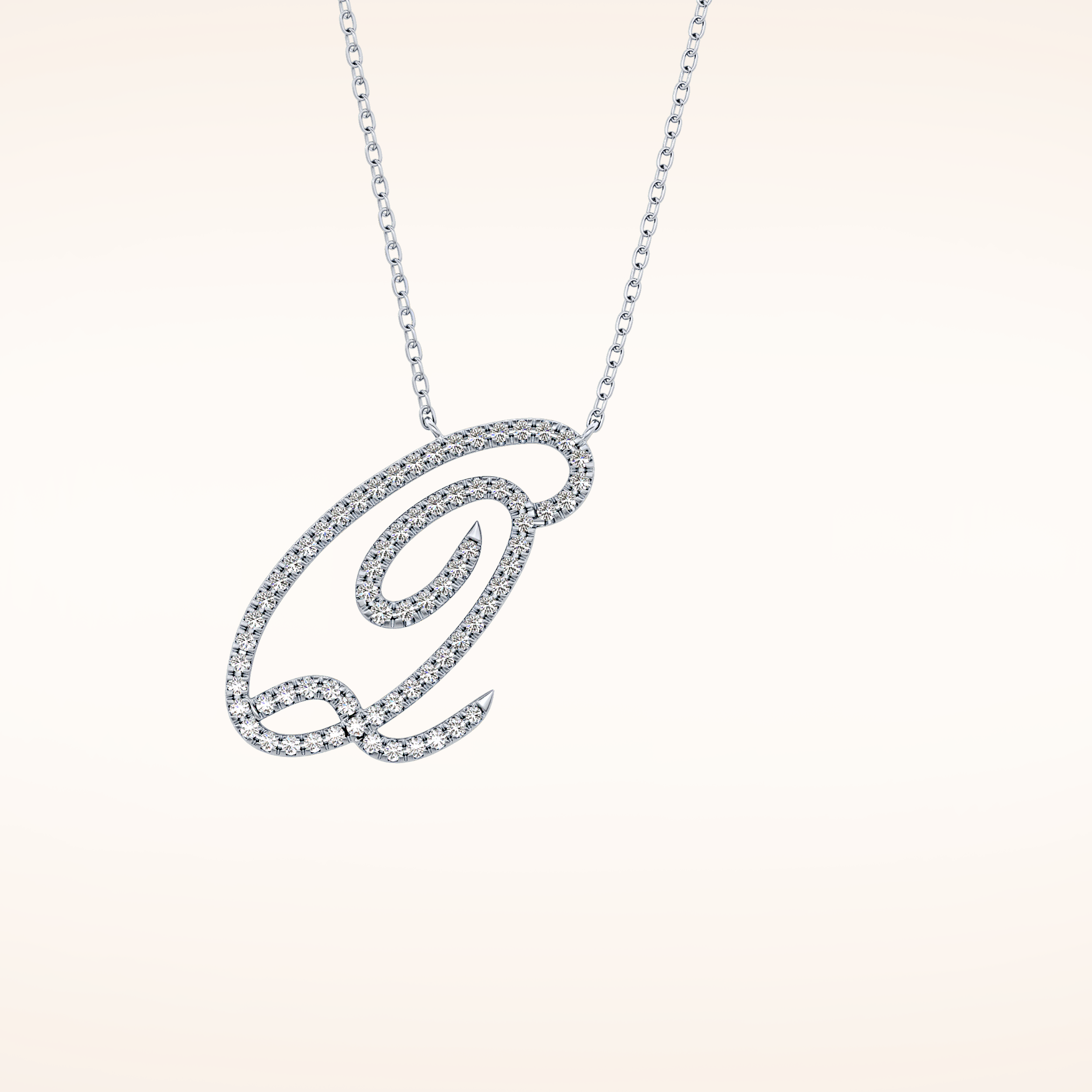 0.187 TCW Round Cut Moissanite Q Initial Pendant Necklace