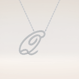 0.187 TCW Round Cut Moissanite Q Initial Pendant Necklace