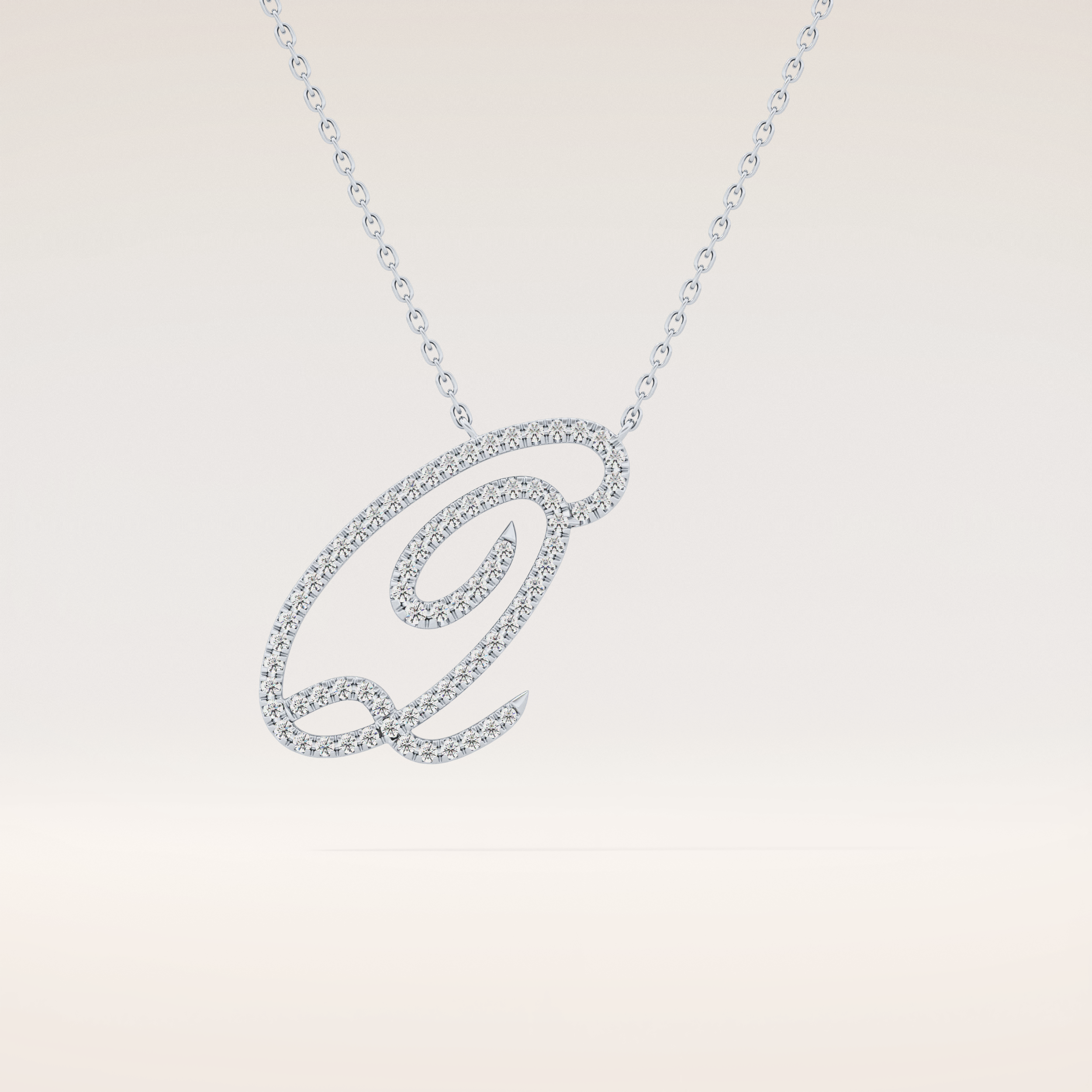 0.187 TCW Round Cut Moissanite Q Initial Pendant Necklace