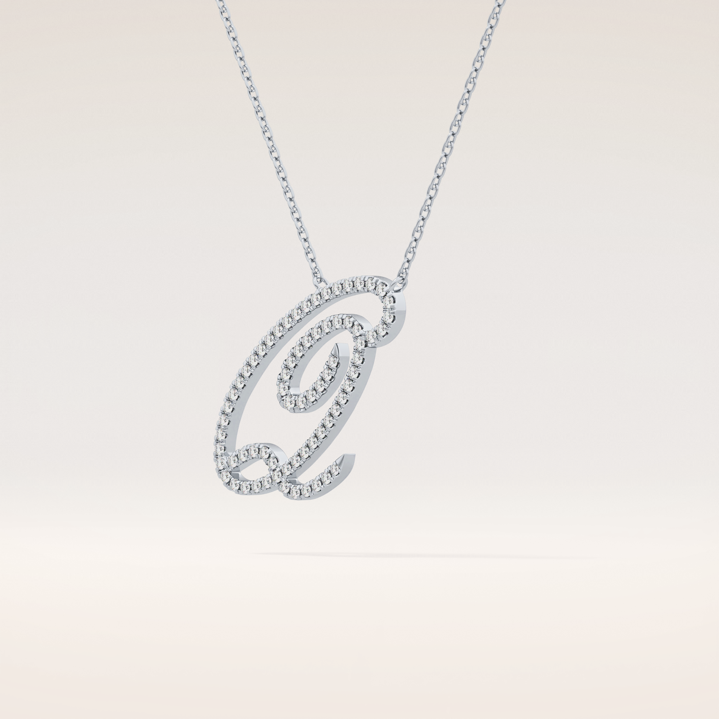 0.187 TCW Round Cut Moissanite Q Initial Pendant Necklace
