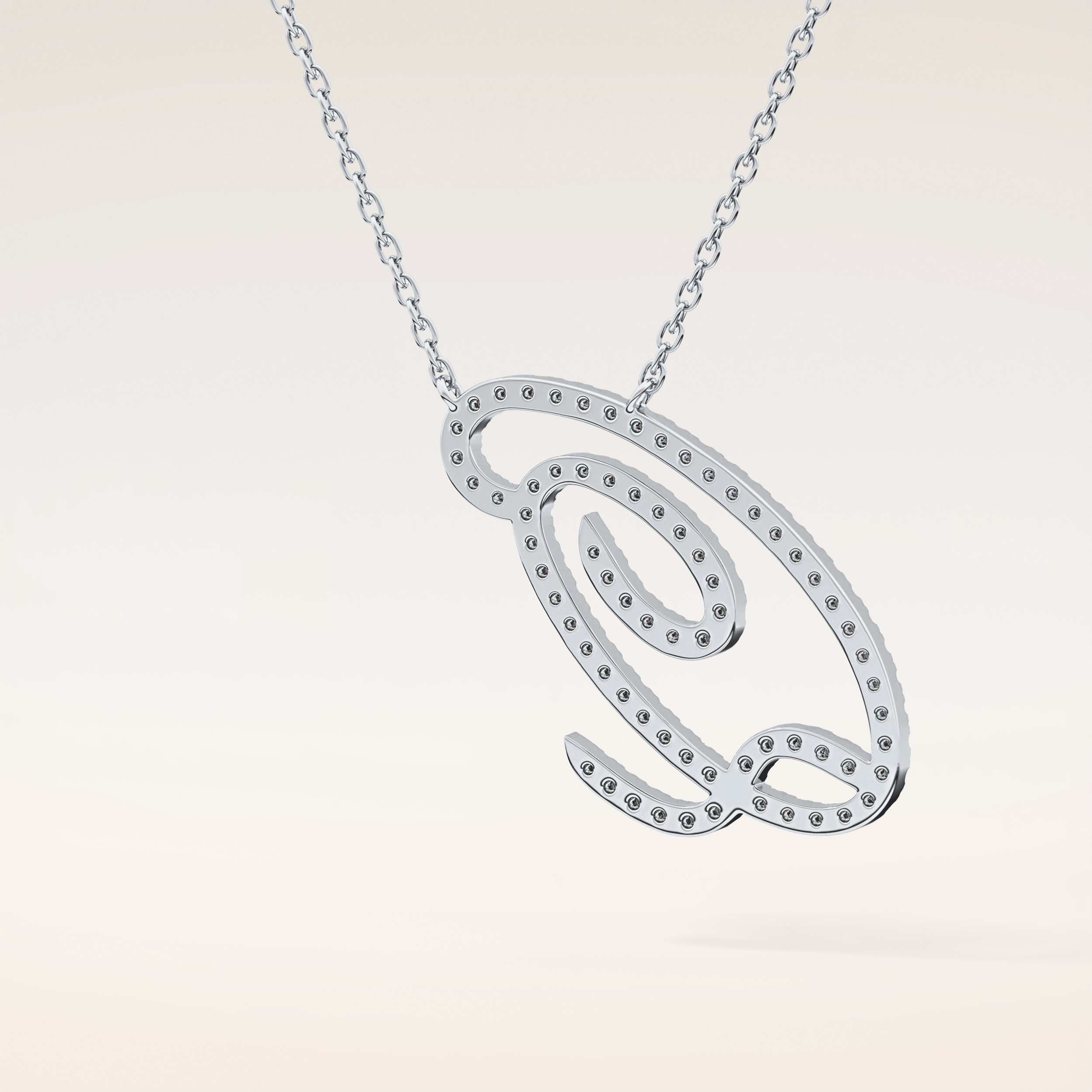 0.187 TCW Round Cut Moissanite Q Initial Pendant Necklace