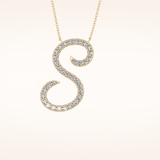 0.585 TCW Round Cut Moissanite S Initial Pendant Necklace