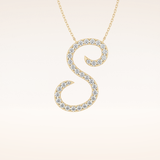 0.585 TCW Round Cut Moissanite S Initial Pendant Necklace