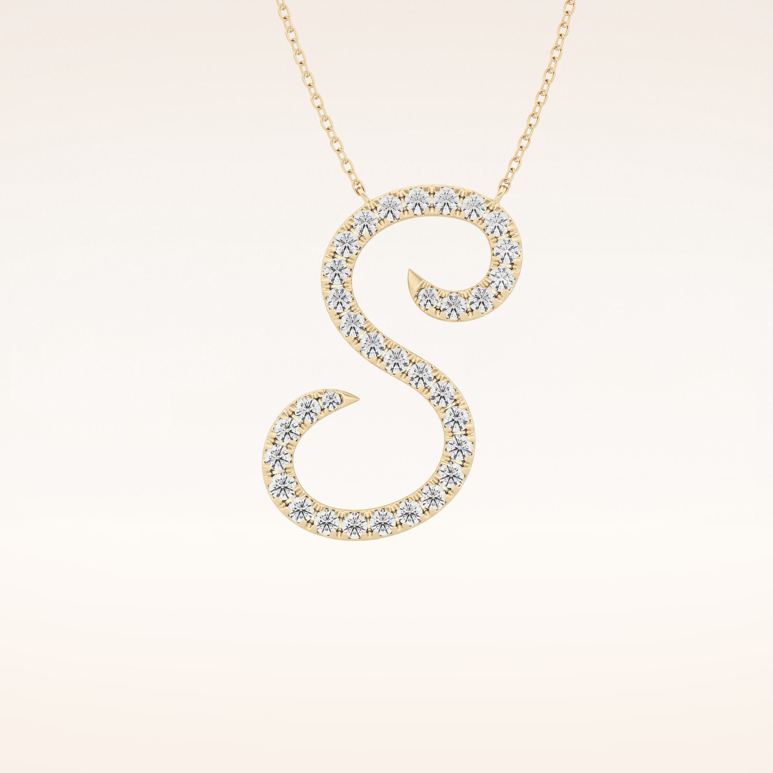 0.585 TCW Round Cut Moissanite S Initial Pendant Necklace