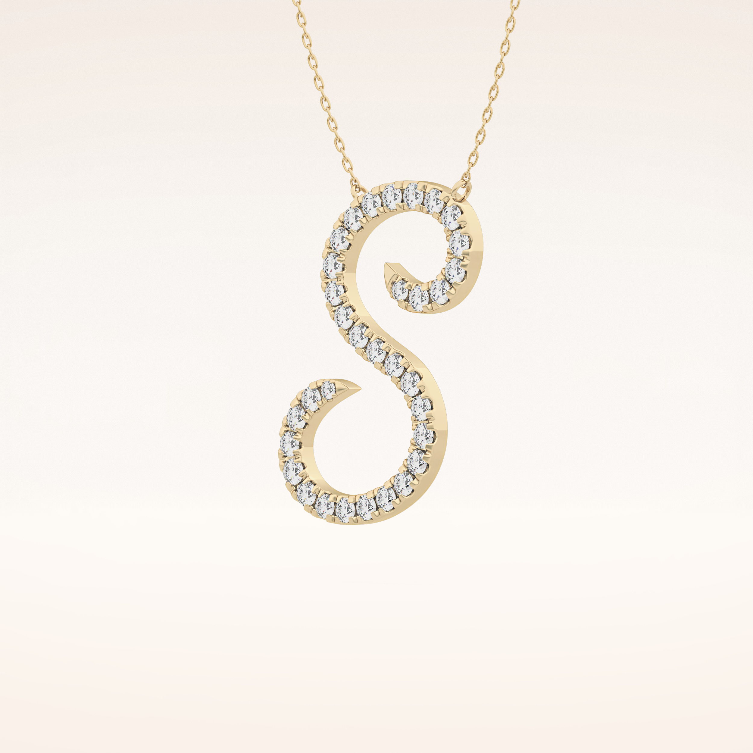 0.585 TCW Round Cut Moissanite S Initial Pendant Necklace
