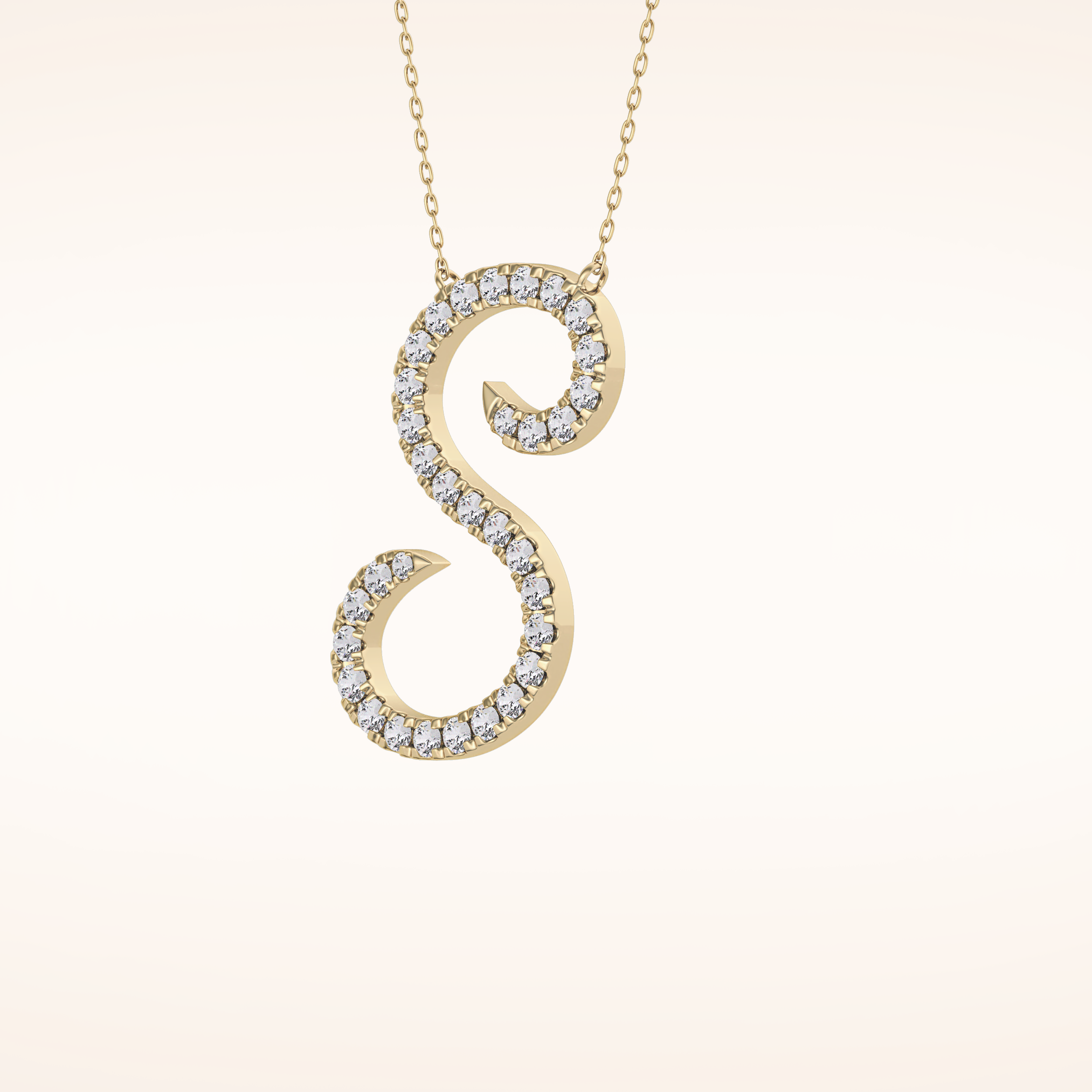 0.585 TCW Round Cut Moissanite S Initial Pendant Necklace